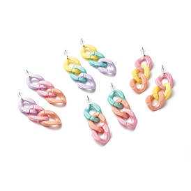 Colorful Dainty Curb Chain Trendy Acrylic Stud Earrings for Girl Women, with Steel Pins