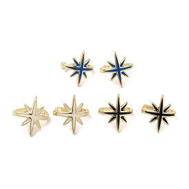 Rack Plating Brass Enamel Star Cuff Earrings for Women, Real 18K Gold Plated