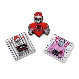 Acrylic Pendants, Valentine's Day Skull Charm