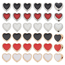90 шт 6 стили сплава эмалевые бусины, сердце