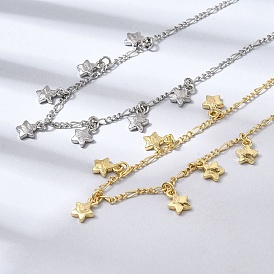 Ожерелья с подвесками в виде звезд из латуни, цепочки Фигаро для женщин, стойки покрытие, без кадмия и без свинца, долговечный