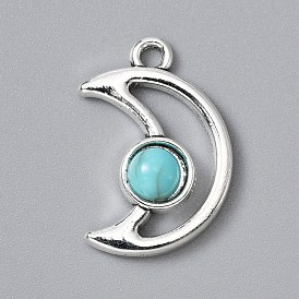 Colgantes de la resina de la aleación, imitación turquesa, luna hueca