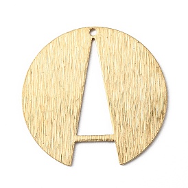 Латунные подвески, волочильных стиле, плоские круглые с letter.a