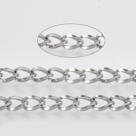 304 Stainless Steel Curb Chains, with Spool, Twisted Chains, Unwelded