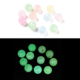 Plating Opaque Acrylic Beads, Luminous Glow in the Dark, Round, with Glitter Powder