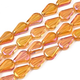 Electroplate Glass Beads Strands, AB Color, Teardrop