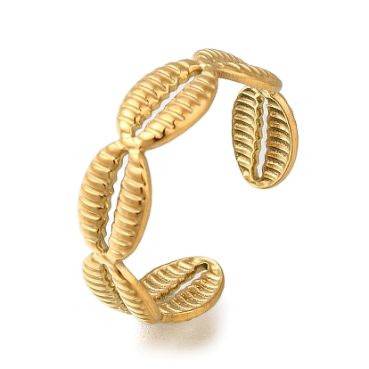 Shell 304 Stainless Steel Open Cuff Ring for Women
