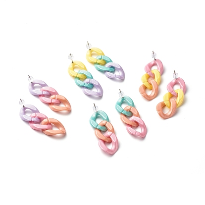 Colorful Dainty Curb Chain Trendy Acrylic Stud Earrings for Girl Women, with Steel Pins