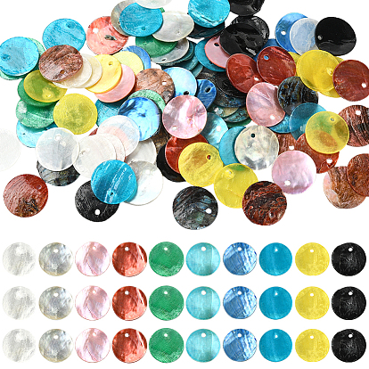 100 шт. 10 стили подвески из окрашенных натуральных ракушек, подвески в виде изогнутых дисков