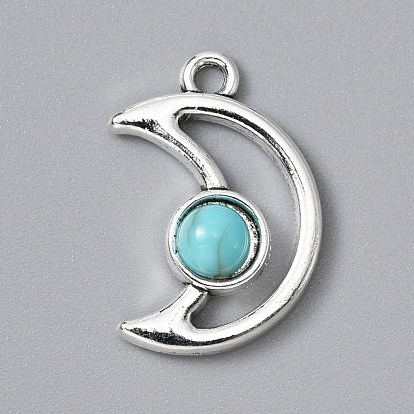Colgantes de la resina de la aleación, imitación turquesa, luna hueca