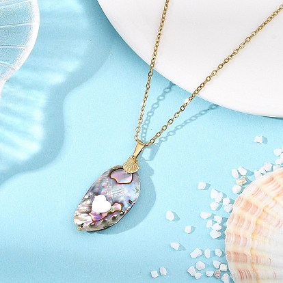 Овальный кулон из натуральной морской раковины пауа 304 цепочка из нержавеющей стали для женщин, красочный