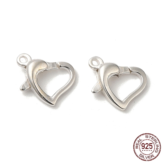 925 стерлингового серебра застежкой омар коготь, сердце, с печатью 925