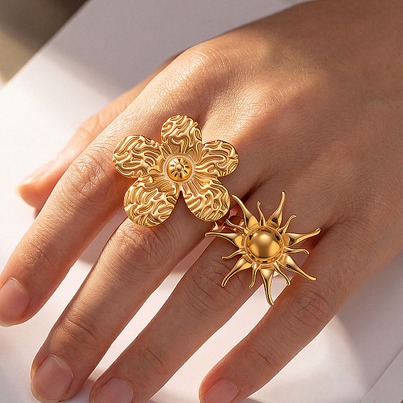 304 палец кольца из нержавеющей стали, широкая полоса кольца, золотые