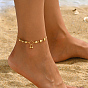Латунные круглые полые сердечки-подвески на щиколотку для женщин, повседневные украшения