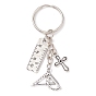 Tibetan Style Alloy Keychain, with Iron Split Key Rings, Ruler/Book