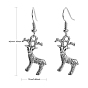 Fashion Alloy Enamel Earrings, with Brass Earring Hooks, Christmas Reindeer/Stag, for Christmas, Antique Silver, 42x17mm