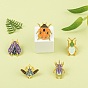 5Pcs 5 Style Alloy Enamel Brooches, Enamel Pin, with Butterfly Clutches, Insect & Ladybird/Ladybug, Golden