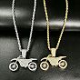 Motorcycle Alloy Full Crystal Rhinestone Pendant Rope Chain Necklaces
