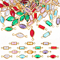84 pièces 14 styles laiton pavé k9 breloques connecteur en verre, sans cadmium et sans plomb, Liens œil de cheval et rectangle, or