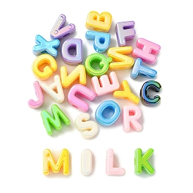 26шт. 26 стили УФ-покрытие непрозрачный акрил европейские бусины, бусины с большим отверстием, разноцветные