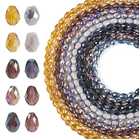 10нити 10 цветные прозрачные стеклянные бусины нити, граненые, слеза