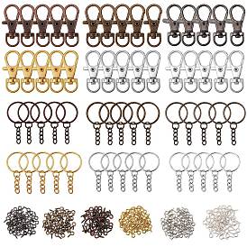 DIY Key Chain Making Finding Kit, Includign Alloy Swivel Lobster Claw Clasps, Iron Screw Eye Pin Peg Bails & Iron Split Key Rings