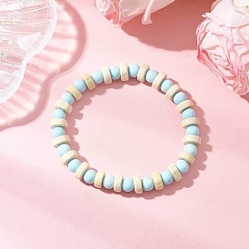 Натуральные круглые бусины говлита эластичные браслеты для мужчин и женщин, с деревянных бусин