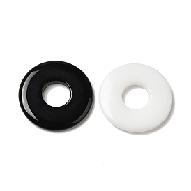 Natural Gemstone Pendants, Donut/Pi Disc Charms
