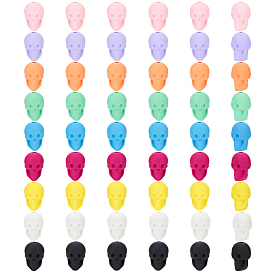 54шт 9 цвета прорезиненные непрозрачные акриловые бусины, череп