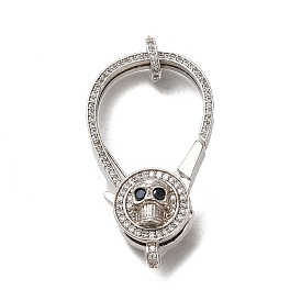 Покрытие стойки латунь микро паве прозрачный кубический цирконий застежки-лобстеры, долговечный, без свинца и без кадмия, череп