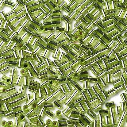 Baking Paint Glass Round Bugle Beads, Silver Lined, Tube