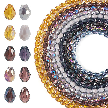 10нити 10 цветные прозрачные стеклянные бусины нити, граненые, слеза
