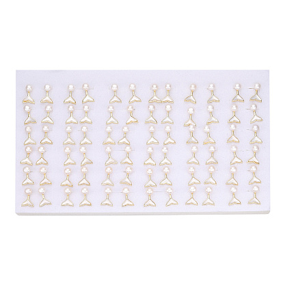 Pendientes de perlas y concha blanca natural con cola de ballena, pendiente de latón con 925 alfileres de plata esterlina