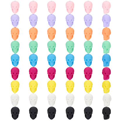 54шт 9 цвета прорезиненные непрозрачные акриловые бусины, череп