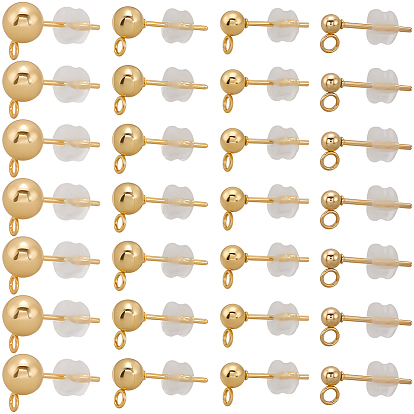 201 Выводы серьги из нержавеющей стали шпилька, с силиконовыми гайками для ушей