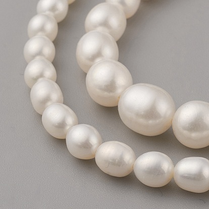 Natural Cultured Freshwater Pearl Graduated Beads Strands, Grade AAAA, Oval