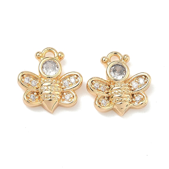 Латунные микропаве прозрачные подвески с фианитом, прелести пчел