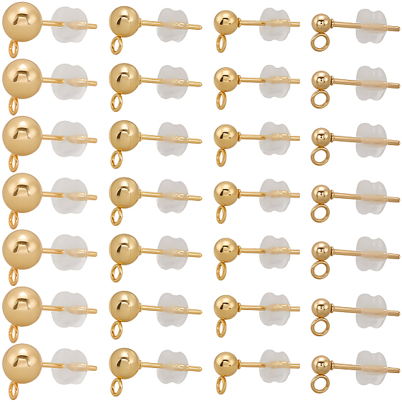 201 Выводы серьги из нержавеющей стали шпилька, с силиконовыми гайками для ушей