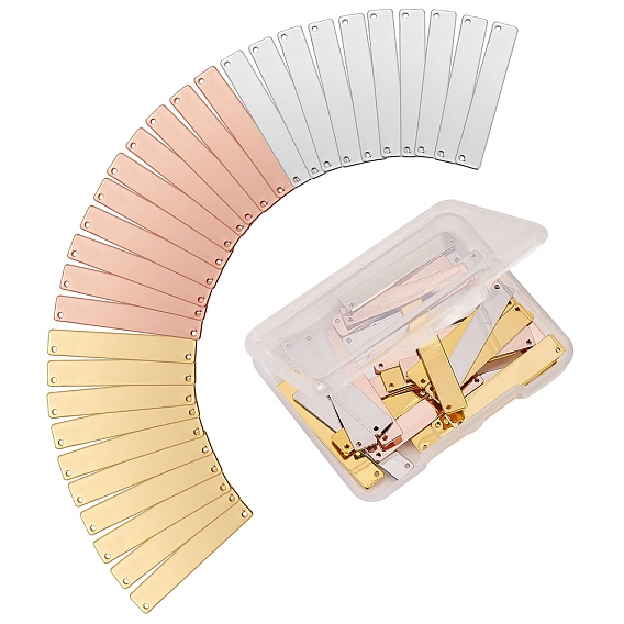 30 шт. 3 цвета латунные подвески, штамповка пустой метки, прямоугольные