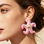 Iron Enamel Stud Earrings, Starfish, Golden
