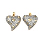 Латунные микропаве прозрачные подвески с фианитом, сердце прелести, без кадмия и без свинца, стойки покрытие, долговечный, реальный 18 k позолоченный