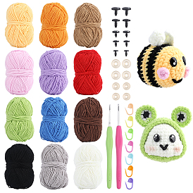 12 мотки 12 цвета синельной пряжи, для ткачества, вязание крючком, с 1коробкой пластиковых заклепок и винтов, 2 Набор крючков для вязания из цинкового сплава и пластика