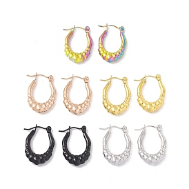 304 Stainless Steel Twist Oval Chunky Hoop Earrings for Women