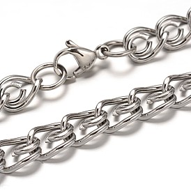 Collares de cadena 304 de acero inoxidable trenzado, con broches de langosta, facetados, 19.68 pulgada (50 cm), 9 mm