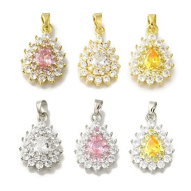 Подвеска из латуни с микропаве из кубического циркония, без свинца и без кадмия, долговечный, слеза