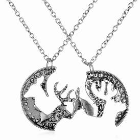 Retro Deer and Camel Best Friends Necklace Set - Trendy Vintage Friendship Jewelry