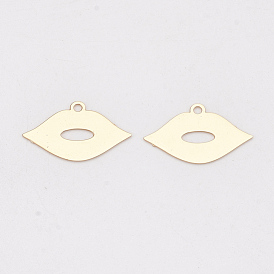 Brass Charms, Etched Metal Embellishments, Long-Lasting Plated, Lip
