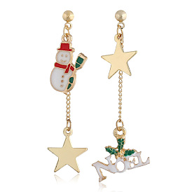 Chic Christmas Collection: NOEL Earrings with Snowman & Star Design