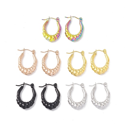 304 Stainless Steel Twist Oval Chunky Hoop Earrings for Women Ion Plating(IP)