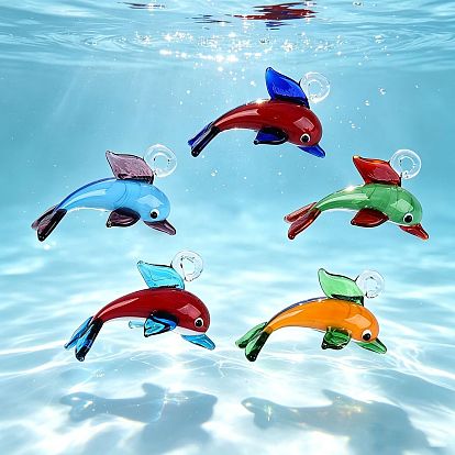 Colgantes de cristal de colores varios hechos a mano, encantos de delfines